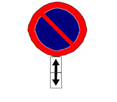 Panneau de stationnement interdit devant et derrière